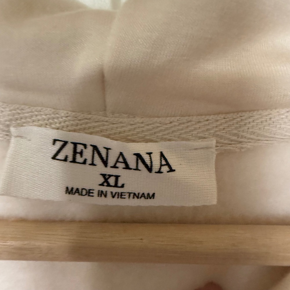 Zenana Hoodie Women XL Cream Excellent Oversized Raglan Soft Knit OT-4520C5 - Picture 3 of 7